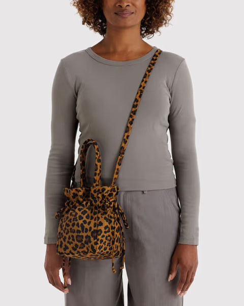 Nylon Drawstring Bag - Leopard