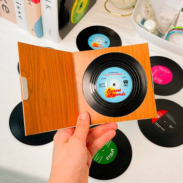 Retro Vinyl Drink Coasters - 6pc Set