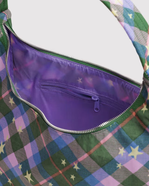 Nylon Shoulder Bag - Green Star Plaid