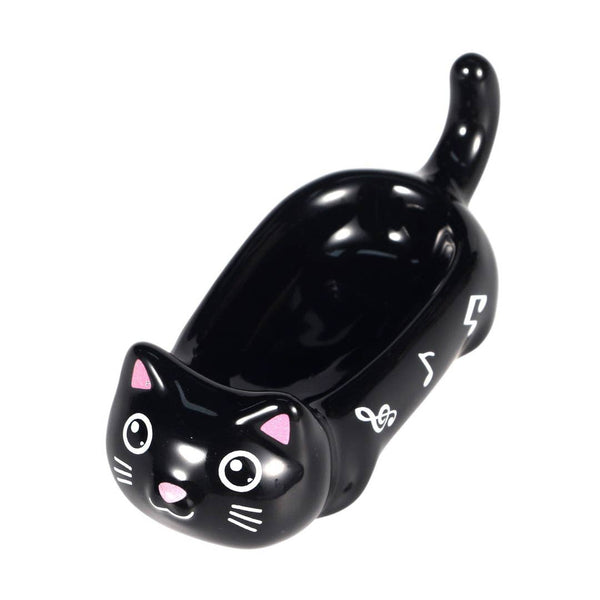 Neko Friends Cat Sauce Dish and Chopsticks Rest - Black