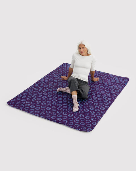 Puffy Picnic Blanket - Indigo Happy