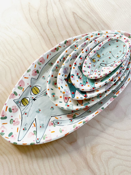 Maximalist Cat Oval Plate