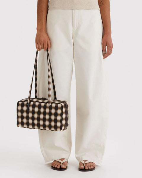 Nylon Bowler Bag - Blurred Gingham Brown