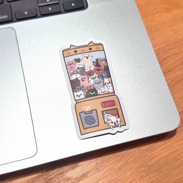 Cat Gachapon Machine Vinyl Sticker