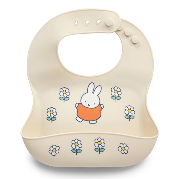 Miffy Flower Fields Silicone Bib - Eggshell