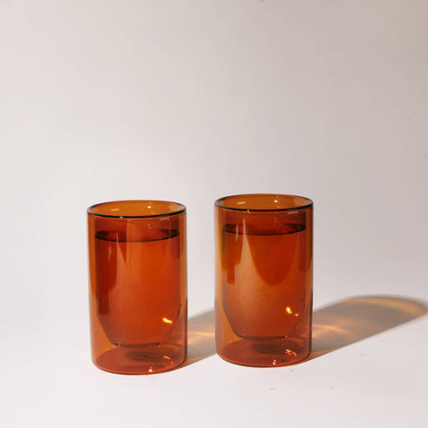 Double Wall 12 oz Glasses - Amber
