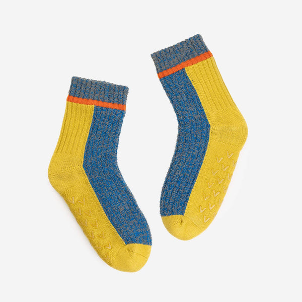 Color Ragg House Socks - Golden Olive Cobalt