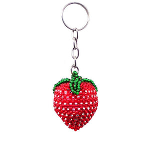 Beaded Strawberry Keychain