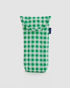 Puffy Glasses Sleeve - Green Gingham