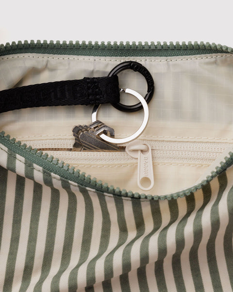 Small Nylon Crescent Bag - Sage Stripe