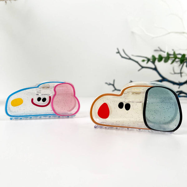 Translucent Glitter Dog Hair Claw Clip