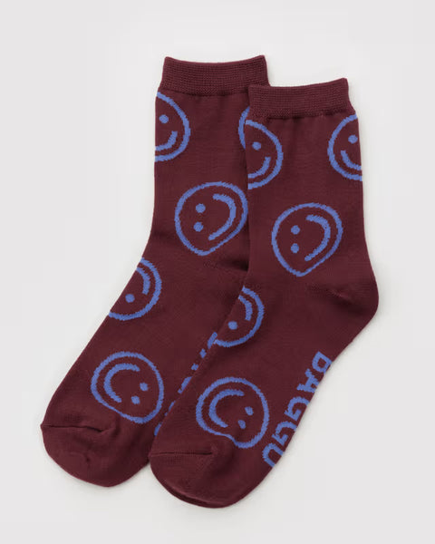 Crew Socks - Mahogany Happy