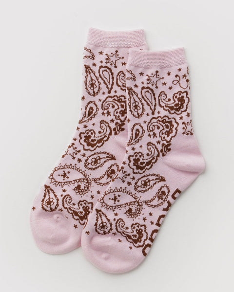 Crew Socks - Paisley Pink