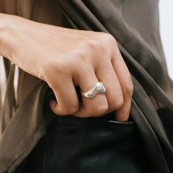 Bean Ring in Sterling Silver