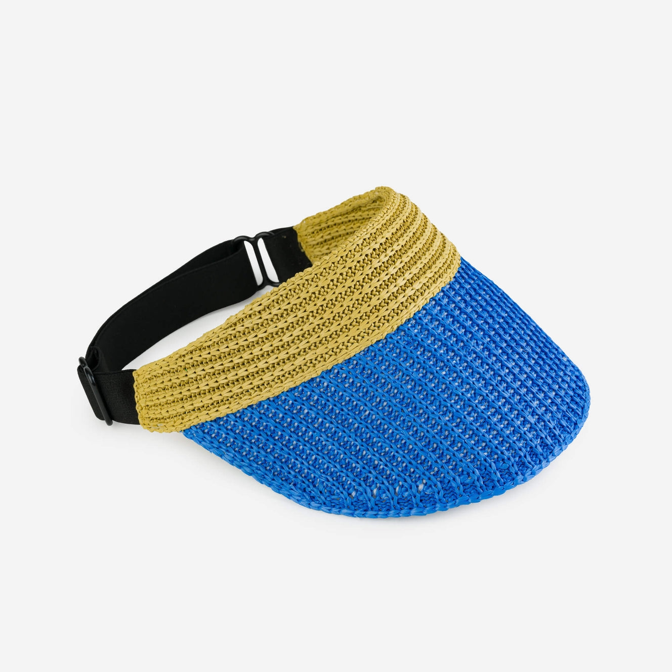 Raffia Visor - Golden Olive Cobalt