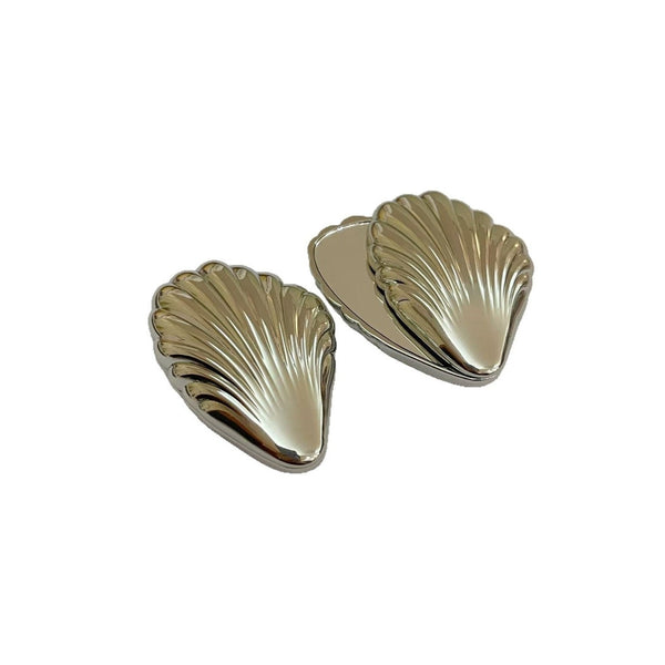 Silver Hand-Held Makeup Mirror - Seashell