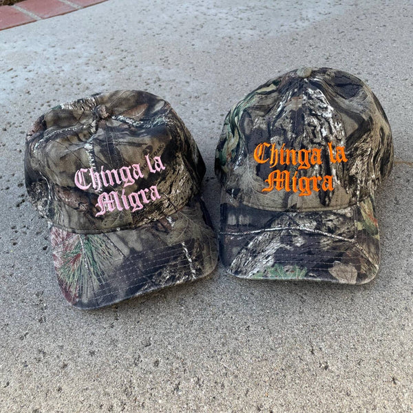 Camo Chinga La Migra Baseball Hat - Pink