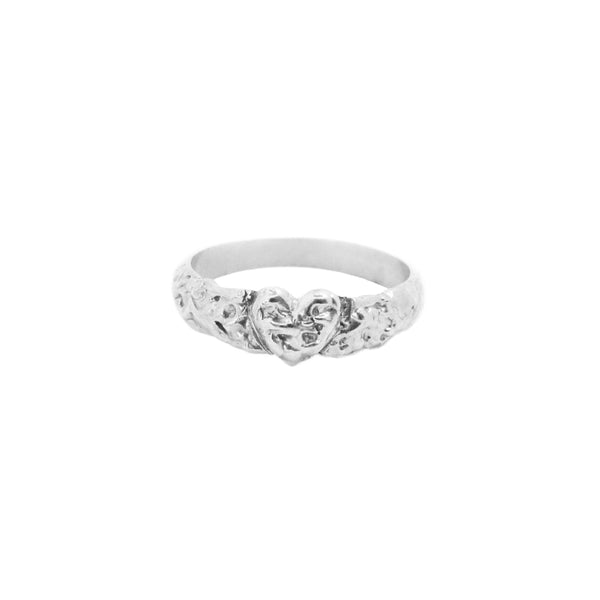 La Poésie Pinky & Top Knuckle Heart Ring in Sterling Silver