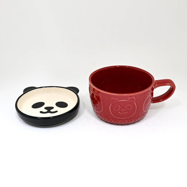 Panda Coffee Mug with Saucer Lid