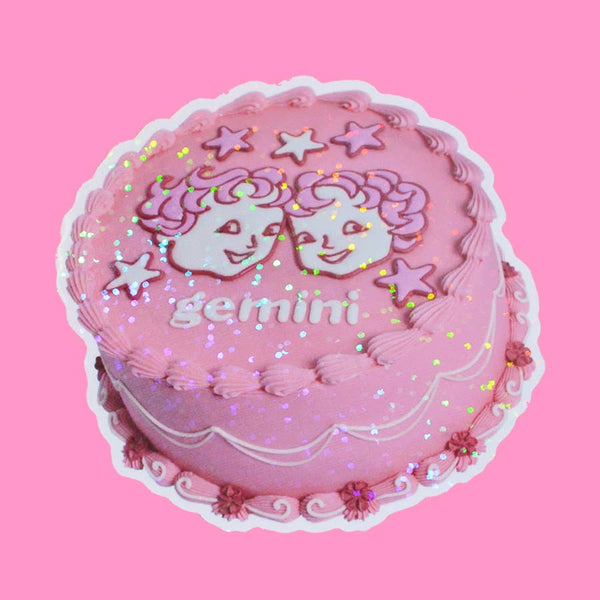 Gemini Glitter Horoscope Cake Sticker