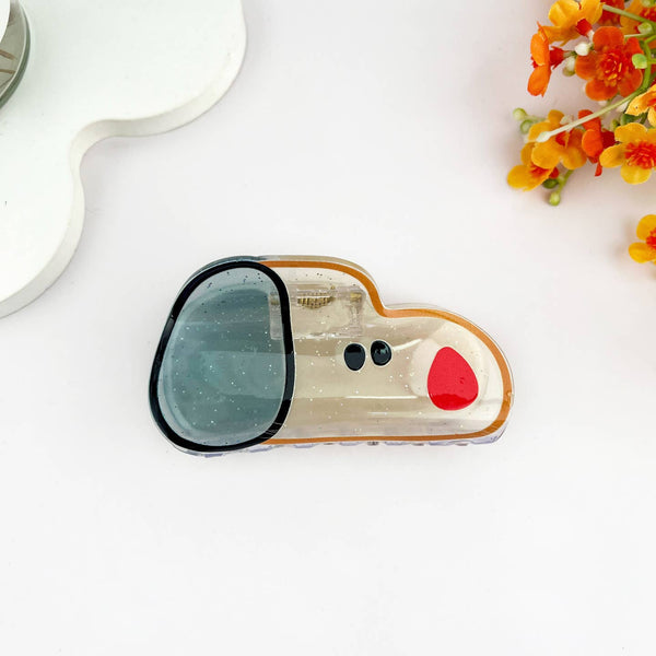 Translucent Glitter Dog Hair Claw Clip