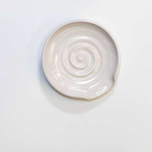 Handmade Pottery Spoon Rest - White