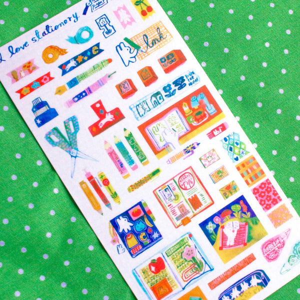 'I Love Stationery' Washi Sticker Sheet