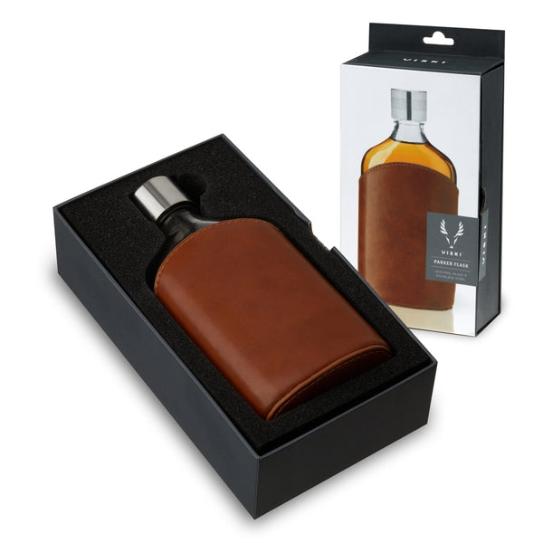 Parker Glass and Leather Flask