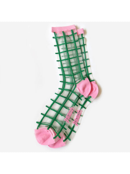 Tulip Grid Sheer Socks