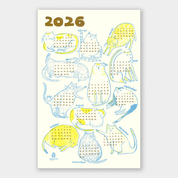 Cats 2026 Calendar Risograph Print