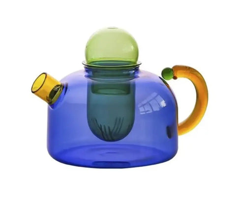 Heat Resistant Glass Teapot - Blue