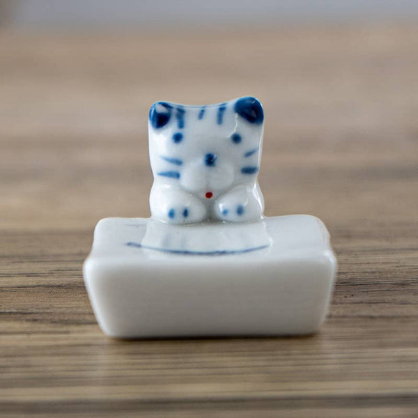 Cat and Fish Porcelain Chopsticks Rest