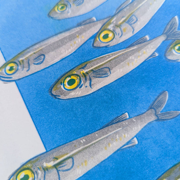 School of Fish Risograph Print