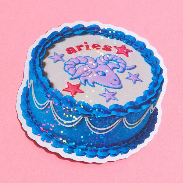 Aries Glitter Horoscope Cake Sticker