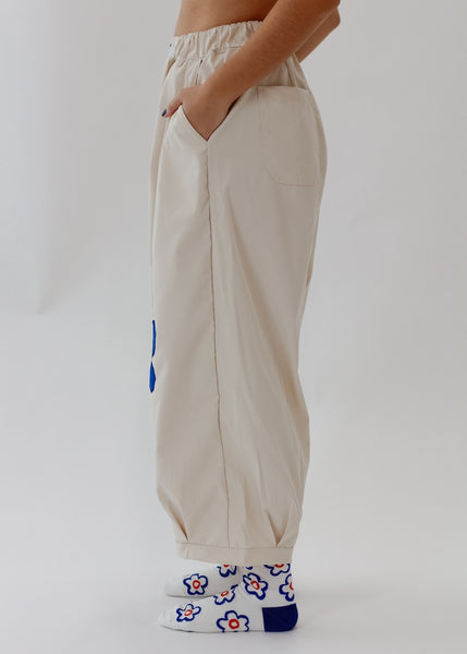 Flower Power Trousers | Cream & Blue