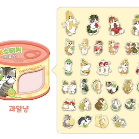 Mofusand Can Jelly 30 Stickers Set – Shark or Fruit Cat