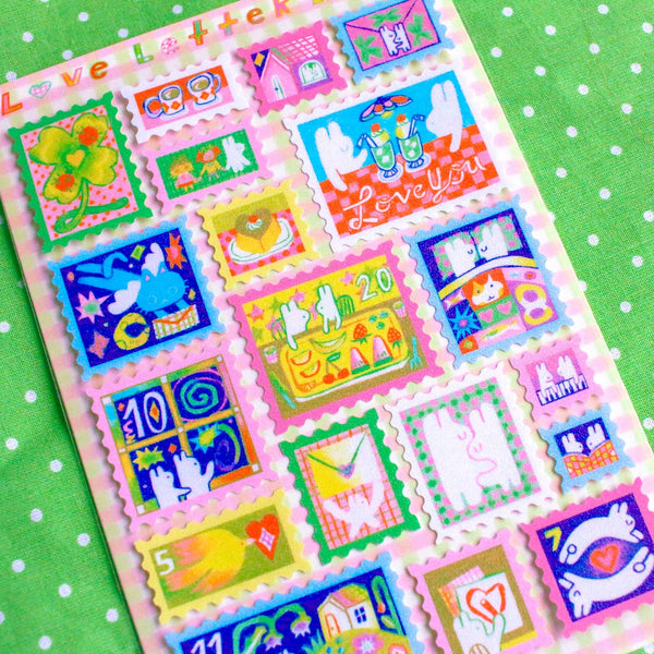 'Love Letter' A6 Frosted Glitter Sticker Sheet