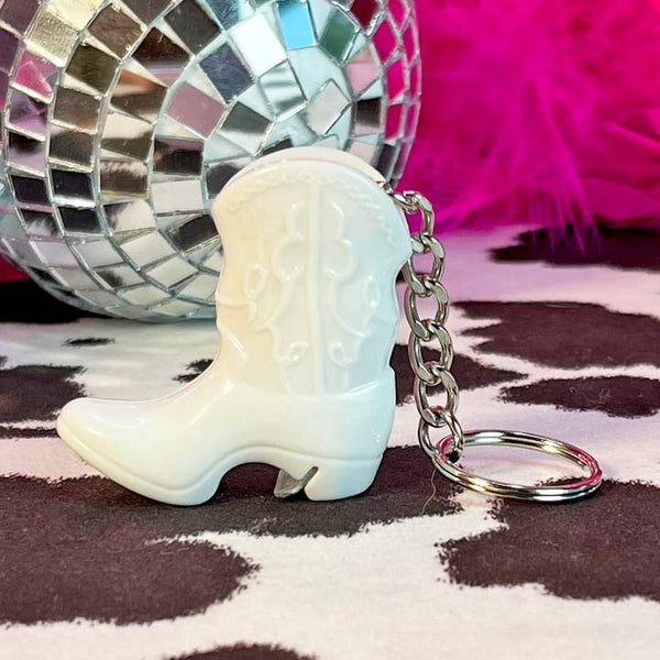 Boot Bottle Opener Keychain - White