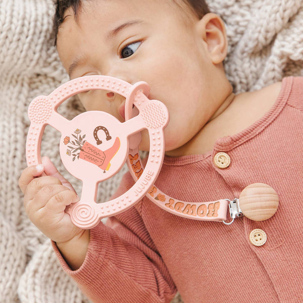 Silicone Teether Ring with Detachable Clip - Bloomin' Boot
