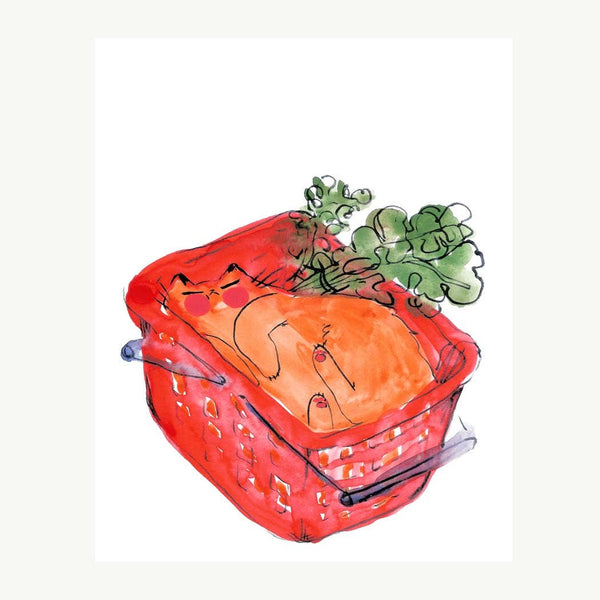 Basket Cat Dreaming Print