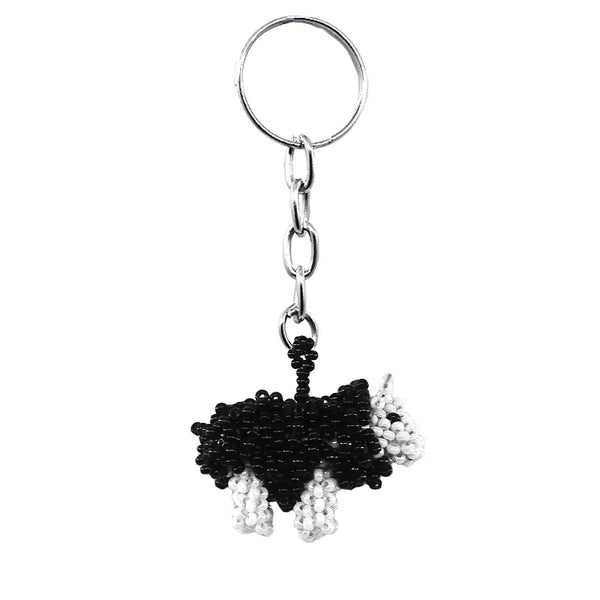 Beaded Sheep Seed Bead Figurine Keychain
