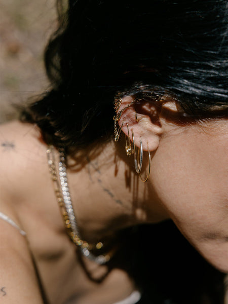 Mini Safety Pin Earring in 14k