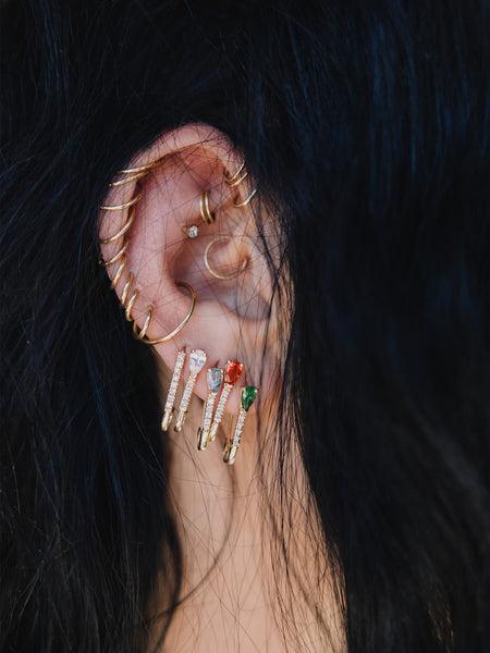 Mini Diamond Safety Pin Earring in 14k Gold