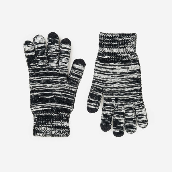 Twist Knit Touchscreen Gloves - Black and White