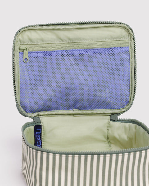 Small Cosmetic Case - Sage Stripe