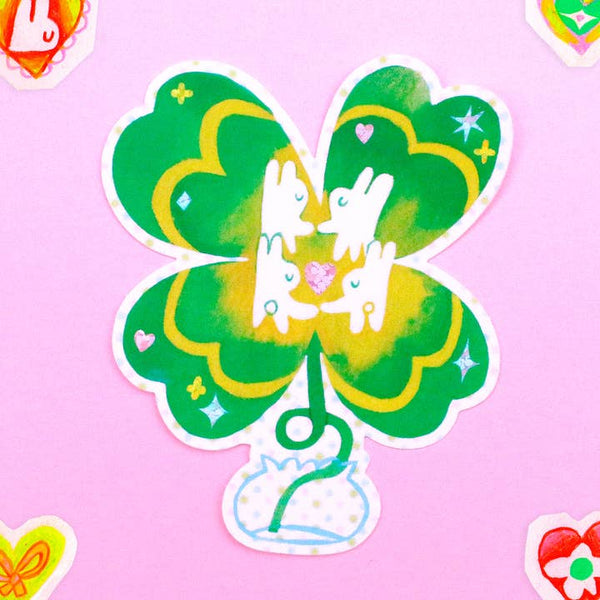 'Heart Clover' Glitter Vinyl Sticker