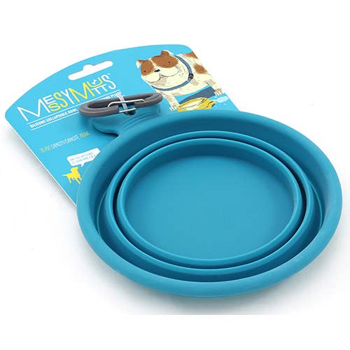 Messy Mutts Silicone Collapsible Bowl Blue - Small
