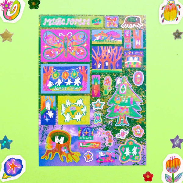 'Magic Forest' A6 Glitter Sticker Sheet