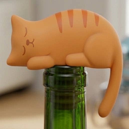 Stretch, Sip, Repeat - Cat Wine Stopper
