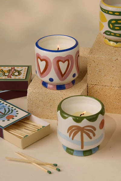 Hearts Ceramic Candle - Rosewood Vanilla